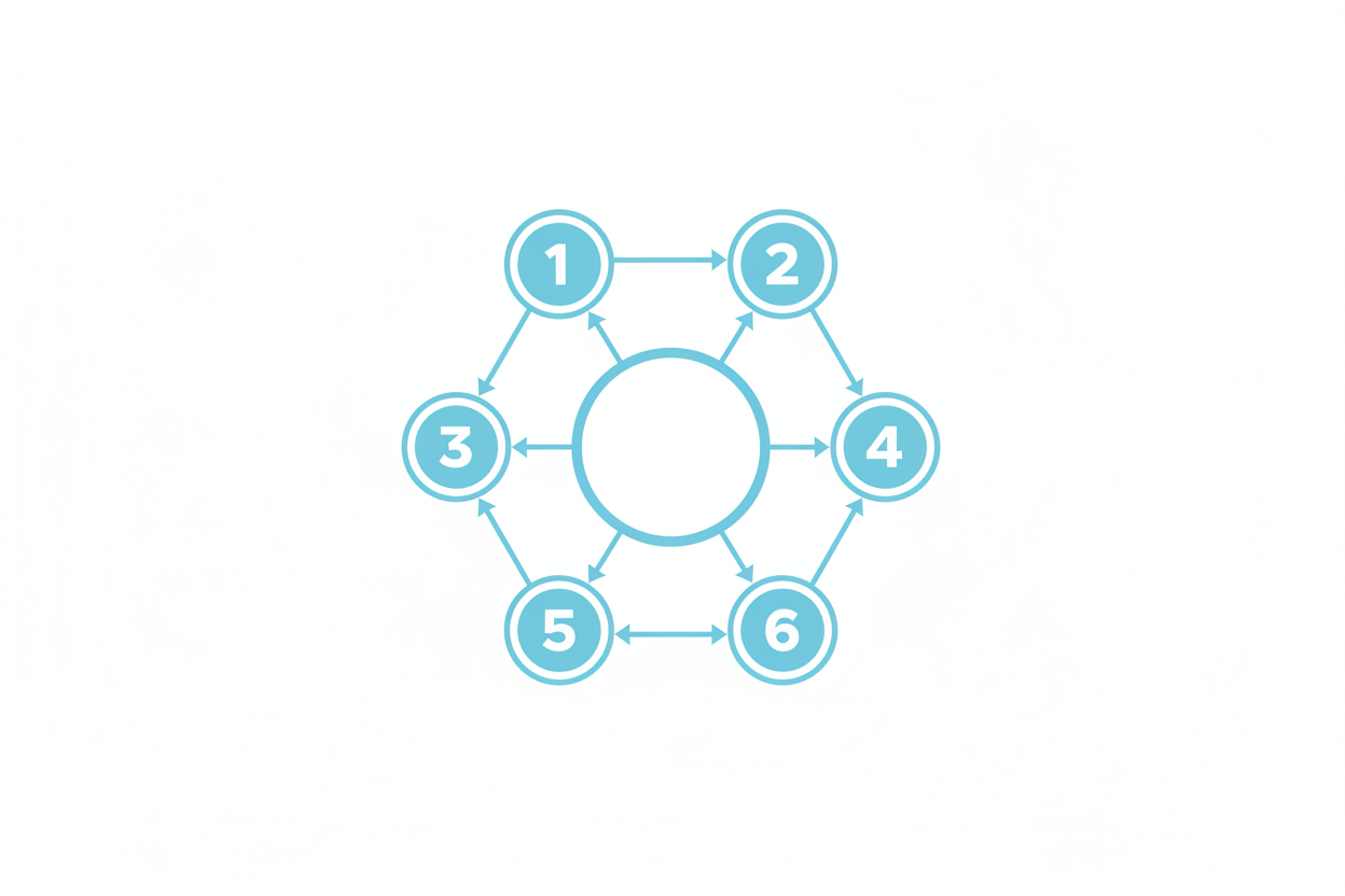 能不能换成一个大圆，旁边6个步骤，就体现出是6个步骤